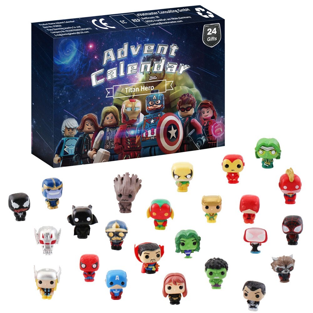 Calendrier de l'Avent Super Hero 24 Mini Figurines Pop en Vinyle Noël
