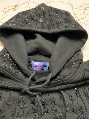 Mugler x H&M Men Black Rhinestone-Embellished Hoodie Black Size