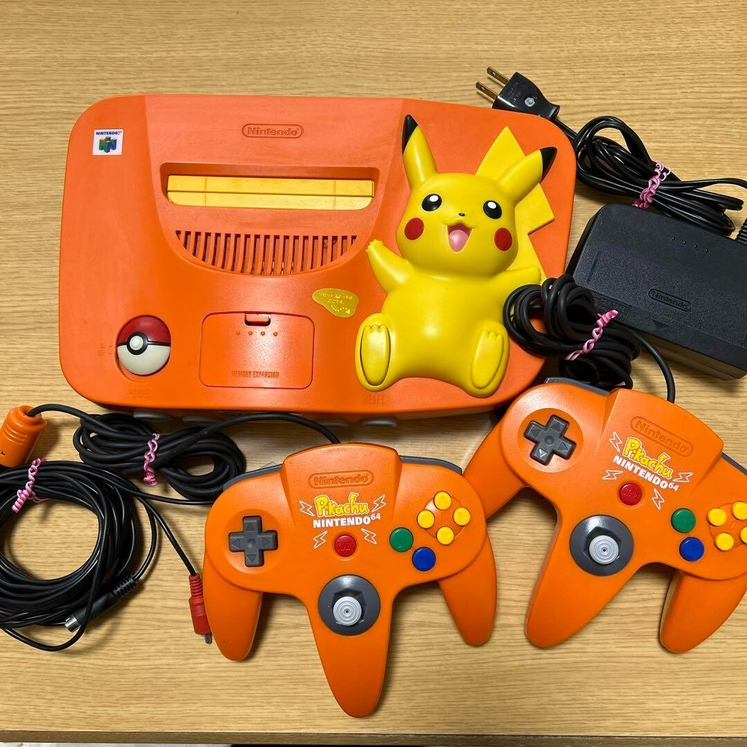 任天堂 - N64本体 ピカチュウ オレンジ ソフト、マイクセット 任天堂 - N64本体 ピカチュウ オレンジ ソフト、マイクセット