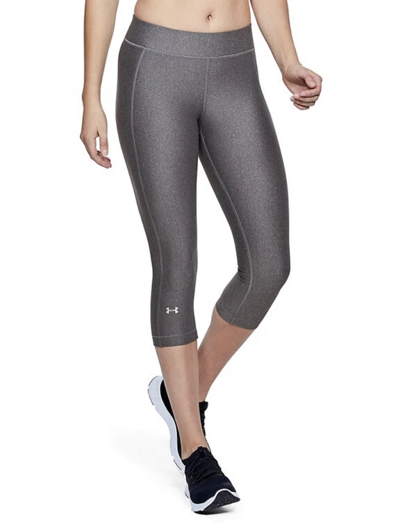 NWT Under Armour HeatGear Compression Capri Leggings Charcoal Grey Sz S