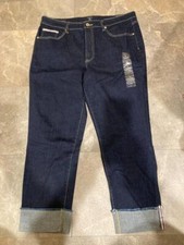 Tommy Hilfiger NWT 79 Woman Size 16 Dark Wash Tribeca Skinny Crop Jeans Raw Hem