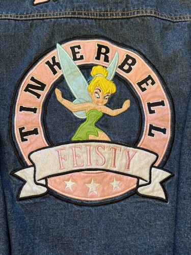 Disney Tinkerbell Denim Jacket Feisty Fairy Sherpa Lined Women XL Vtg Y2K - Picture 11 of 21