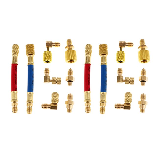 8pcs A/C Air Conditioning Refrigeration R12 to R134a Hoses Adapter Kit