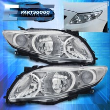 For 09-10 Toyota Corolla Replacement Headlights Lamps Pair Chrome Clear Corner