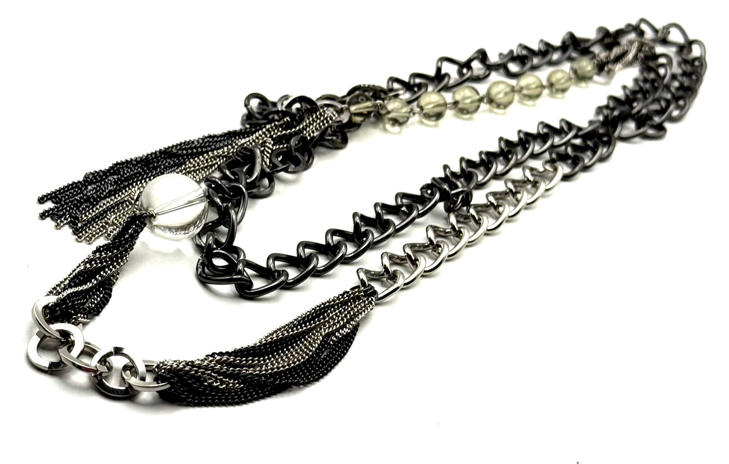 Talbots Multi Chain Multi Strand Beaded Gunmetal … - image 3