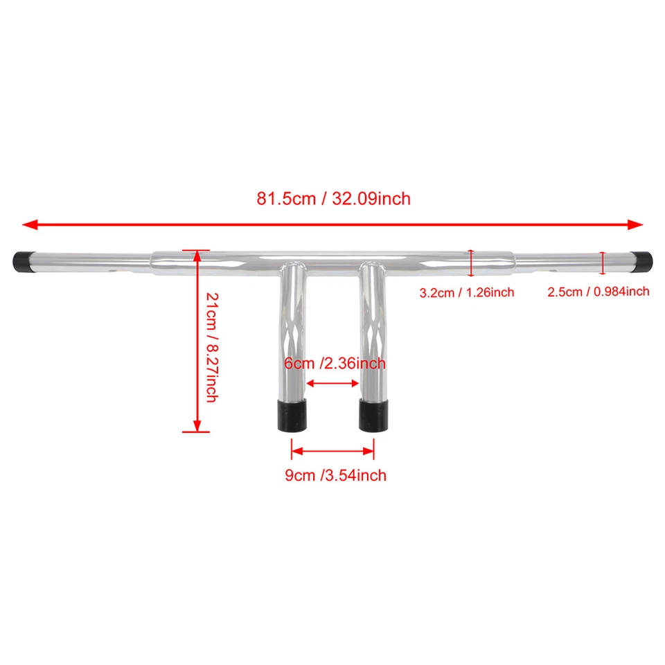 Motorcycle 1-1/4" 8" Rise T-Bar Handlebars Drag For Harley FLS Yamaha V-STAR - Image 2 of 4