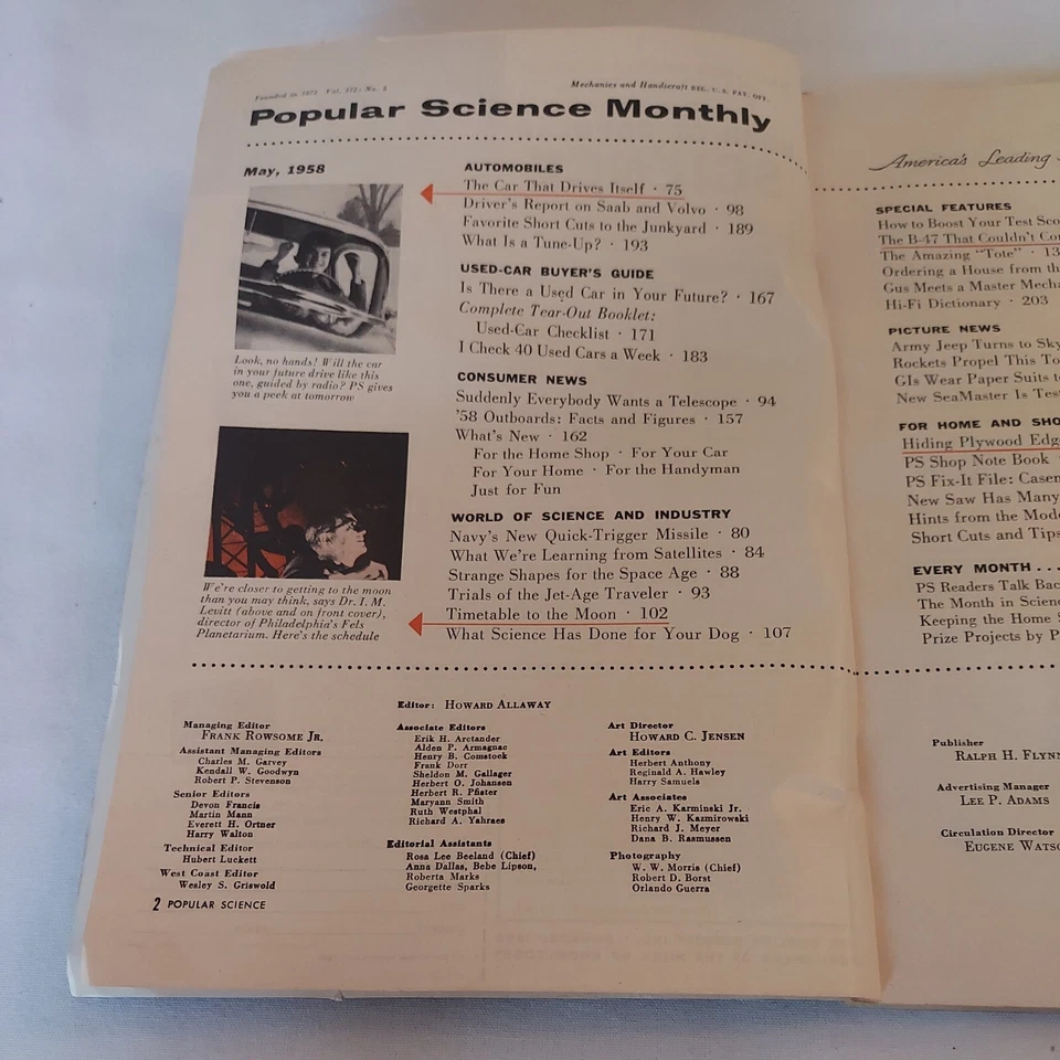 1958 May, Popular Science Monthly Magazine, Timetable To Moon (MH417) Foto 2 de 4