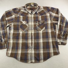 Vtg Dakota Five Brother Plaid Shirt Men 4XL Snap Flannel Western Cowboy Chore