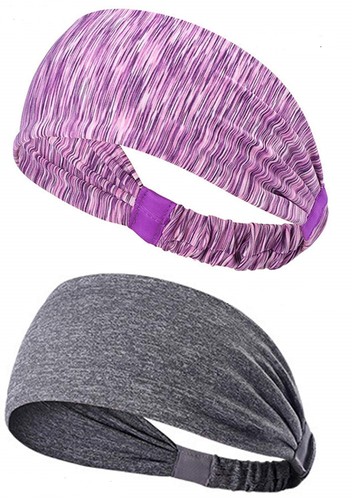 2 Pcs Unisex Sweatband Headband Set–Stretch Sports Bands for Yoga, Gym, Running - Picture 5 of 23
