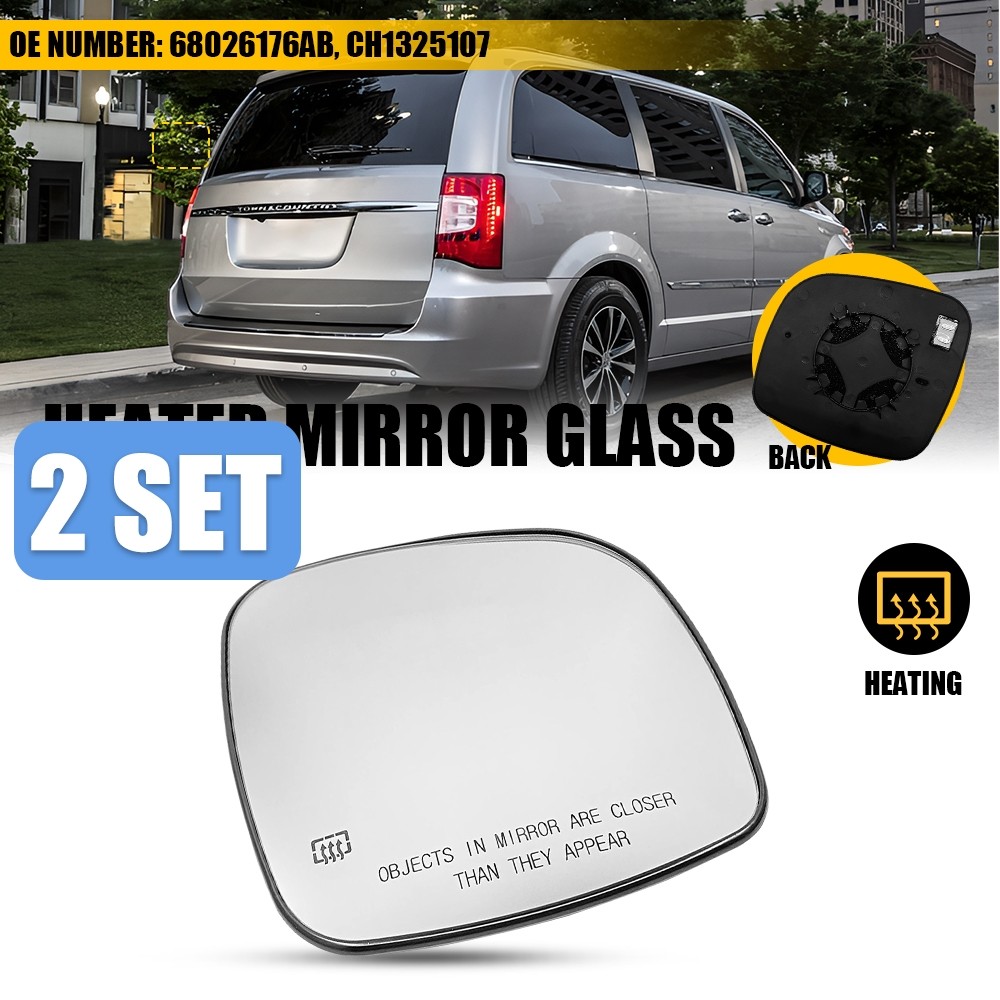 Mirror Glass For 08-16 Dodge Grand Caravan Chrysler TownCountry Left Heated-2SET