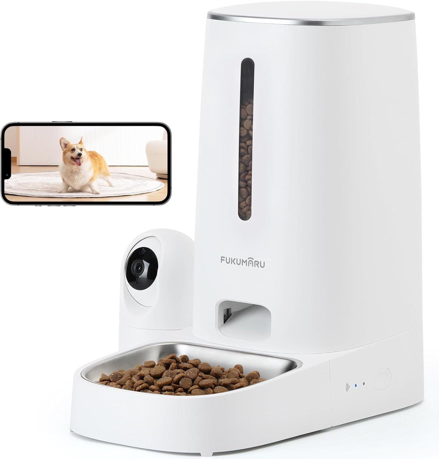 FUKUMARU Distributore Automatico Cibo Gatti Con Telecamera HD 1080P, 4L, Mangiat