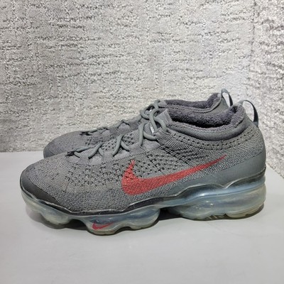 Nike Air VaporMax 2023 Flyknit Mens Size US 7 Gray/Gym Red Lace Up Sneaker Shoes
