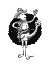 Atherton 9x12 Original Ink Illustration Painting "Misfit Cowboy" hand signed