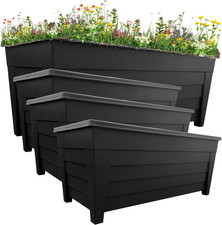 4 Black Large Grosvenor Trough Long Flower Planter for Home, Office, Balconies,