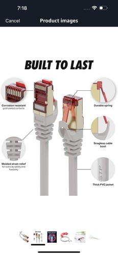 Cat7 Ethernet Cable -3 ft - RJ45 Connector - Double Shielded📦 - Afbeelding 2 van 5