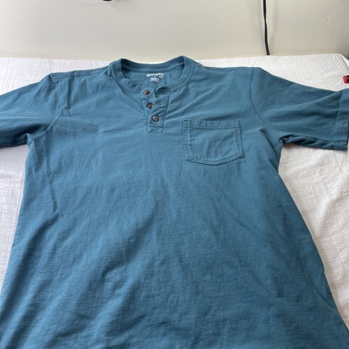 Duluth Trading Herren Longtail T Relaxed Fit LargeHenley mit Tasche grün Split Tail