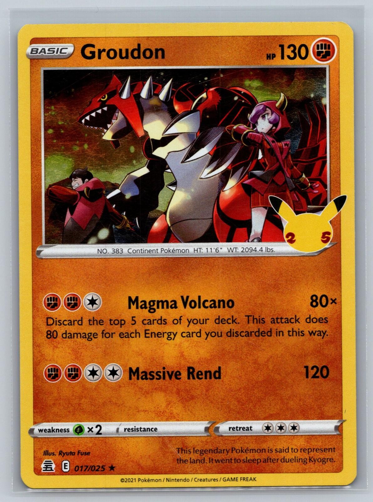 Groudon 017/025 Rare Celebrations Pokemon Card Holo A010-029 Near Mint