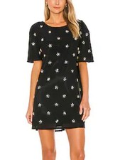 Show Me Your Mumu Womens Black Tina Flashy Flower Tunic Shift Mini Dress Size XL