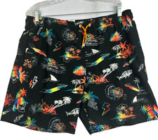 Wonder Nation Boys Husky Swim Shorts Tropical Surf Skull Print Size L 10-12