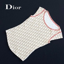 Christian Dior John Galliano Trotter Sleeveless Beige Logo Tank Top Size S 36