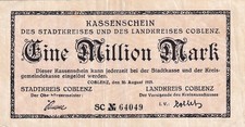 Coblenz - Stadt - 1 Million Mark - SC - No KN 5st klein - Keller 866.e.?