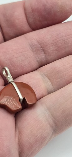 Native American Small Sterling Silver Wrapped Red Jasper Fetish Bear Pendant - Picture 4 of 12