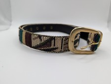 Vintage Western Aztec Boho Harve Benard Tapestry Belt Gold Tone Accents
