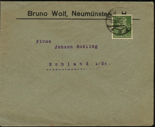 DR, gestempelt, Perfin, Firmenlochung, nach ARGE Katalog BWN-1-01, Neumünster