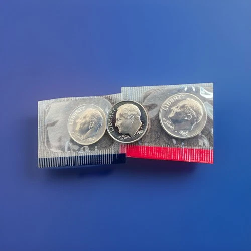 1987 P,D&S Roosevelt Dimes 3 Coins Proof And PD In Original Mint Cellophane