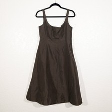 NWT J. Crew Espresso Brown 100% Silk Fit & Flare Dress Size 8