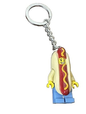LEGO Hot Dog Man Minifigure Keychain w/ Detachable Metal Ring & Chain