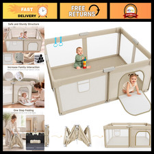 Foldable Baby Playpen 65"x50" - Portable Safety Play Yard for Infants Toddlers