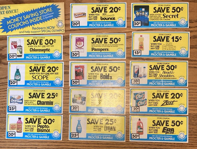 Vintage 1984 Procter & Gamble P&G Coupon Lot Special Olympics PCH