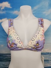 Nwt Women  s Cupshe Purple Bikini Top Size Small Yellow Pink Green Floral