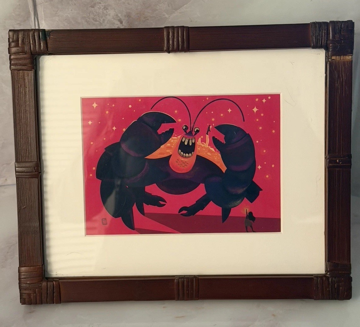 Disney WonderGround 2024 Tamatoa By Punky Aloha framed and matted 5x7 Postcard