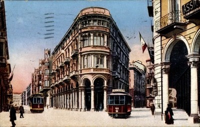 Ak Torino Turin Piemonte, Via Pietro Micca, Straßenbahnen - 5097066