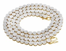 Men's 10K Yellow Gold Pave 6MM Genuine Diamond Cluster Chain Necklace 6.7 ct 30"