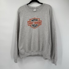 Harley Davidson Mens XL Crewneck Sweatshirt Y2K Gray Bar Shield Logo Embroidery