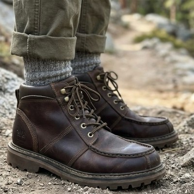 Timberland Men\'s Brown Leather Chukka Moc Toe Boots Timberland Redwood Edge Moc Toe Chukka Boot, Brown | Boots  main image 3