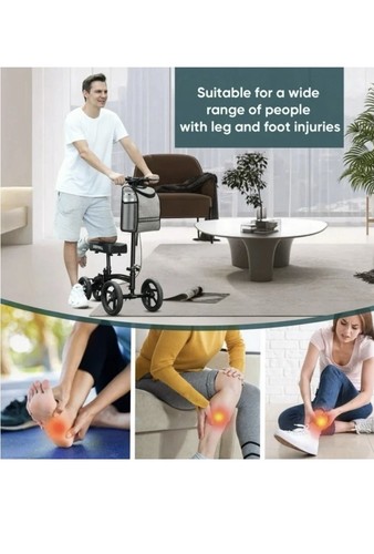 Scooter de rodilla orientable COSYWILL, andador de rodilla económico, todo terreno plegable negro - Imagen 3 de 7