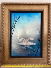 patrick guyton signed artwork contemporary swan, hand painted 
