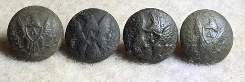 Civil War U.S. Eagle “A” Cuff Buttons – Lot of 4 – Scoville & Co Extra Backmarks
