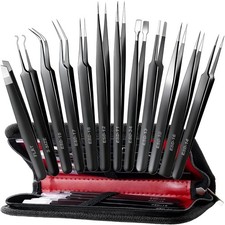 12 Pack Precision Tweezers Set for Craft, Soldering, Jewelry, Facial Hair, Ey...