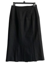 Vintage Wool Blend Skirt Sz 6 Gray Pleated Buttons A-line Union Made Academia