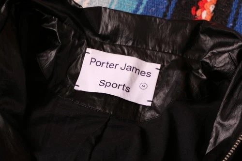 Porter James Sports Workers Jacket Boxy Cropped Men's Medium M Black Gloss image 6