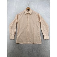 Givenchy for Chesa Button Down M Peach Vintage Polka Dot Jacquard Long Sleeve
