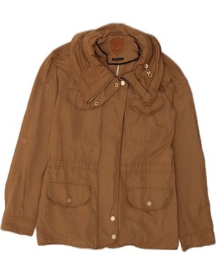 MASSIMO DUTTI Womens Hooded Utility Jacket UK 6 XS Brown Cotton CM04