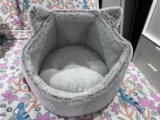 🐾 PETS AT HOME Plush Pet Bed - Grey - Small Dog / Adult Cat Or Kitten
