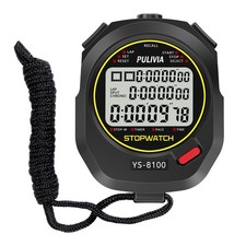 PULIVIA Sports Stopwatch Timer 100 Lap Split Memory Digital Stop Watch, Black