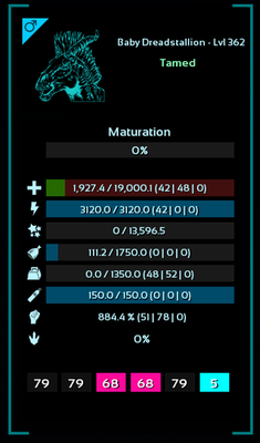 ARK Survival Ascendes PvE Top stats Dreadstallion 436m PC/XBOX/PS5 ASA Dreadmare